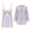 Guiruo Серебристый Комплект Мягкого Белья - Сексуальная Ночная Сорочка и Халат Большого Размера 4419