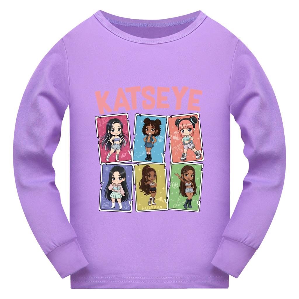 5300 Детская футболка с длинными рукавами и принтом KATSEYE для девочек