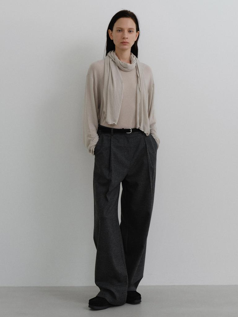 TEXT ROOM Minimal Wool Slacks_Charcoal
