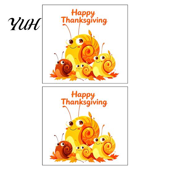 Autumn Party Supplies Cartoon Snail Static Window Sticker for Thanksgiving Harvest Festival, Waterproof PVC Decal Indoor Outdoor Decorations