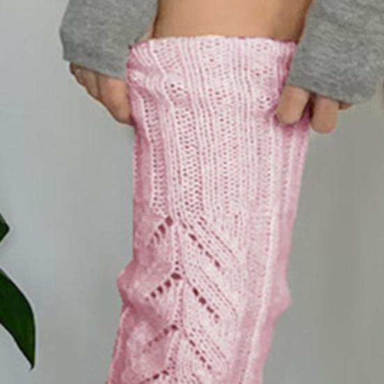 1 пара вязаных носков однотонные с полым узором носки выше колена дышащие удобные с высоким голенищем осенне-зимние носки