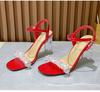 High Heels Ladies Flower Rhinestone Transparent High Heel Sandals