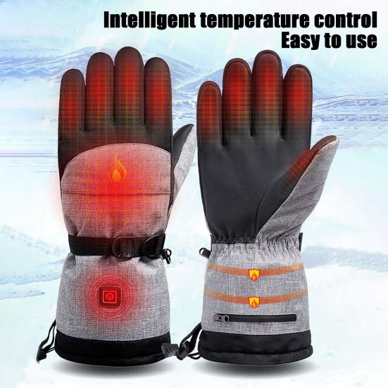 Перчатки с электроподогревом, работающие от батареи, зимние лыжные перчатки, водонепроницаемые перчатки с сенсорным экраном для езды на мотоцикле и пешего туризма