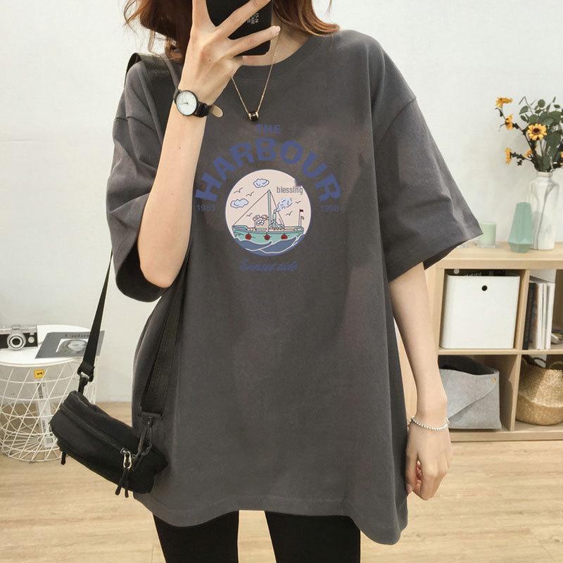 Свободная женская футболка для беременных и кормящих матерей - короткий рукав, средняя длина, большие размеры, летний топ для кормления грудью