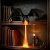 Подарки для любителей драконов 3D-печатный Декор книжной полки с огнедышащим драконом, Светильник для уголка фэнтези, Летающая статуэтка-фигурка с пламенем, Хэллоуинский дисплей для полки