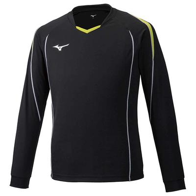 Mizuno Волейбольная игровая майка (Длинный рукав) V2MA9097, Черный x Лайм-зеленый, Размер 2XL (Соответствует японскому размеру 3L)
