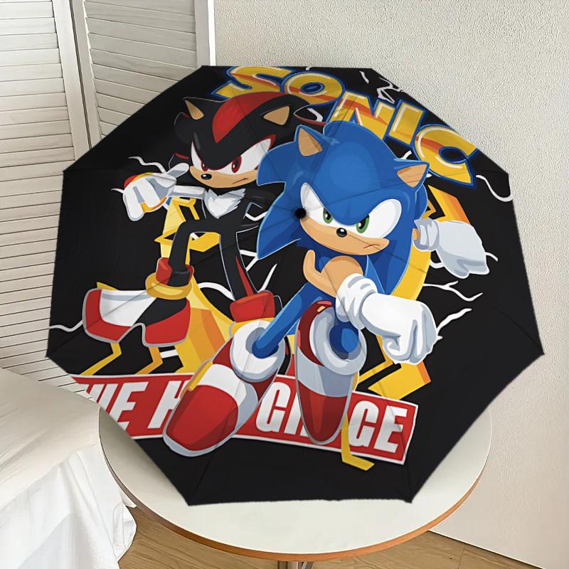 1pc Sonic The Hedgehog Automatic Open/Close Umbrella, Lightweight Design for Everyone, Halloween & Christmas Gifts - Ideal for Daily, Formal, Party Us