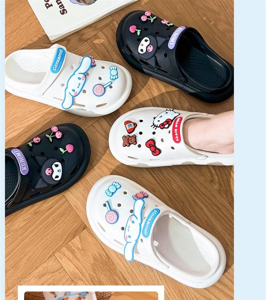 Тапочки Kuromi Hello Kitty Cinnamoroll, комнатная обувь, летний туалет, тихие, детские, женские, милые, стильные, унисекс, гостевые, для домашнего использования Kuromi