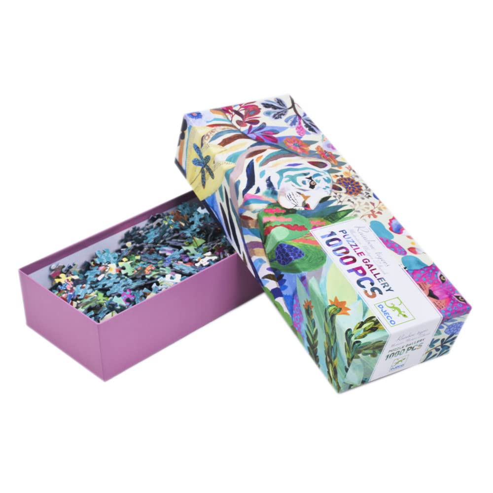 DJECO Gallery Puzzle Rainbow Tiger Jigsaw Puzzle, 1000 Pieces, for Kids Ages 9 and Up, Elementary School Students, Educational Toy, Stylish, Nordic