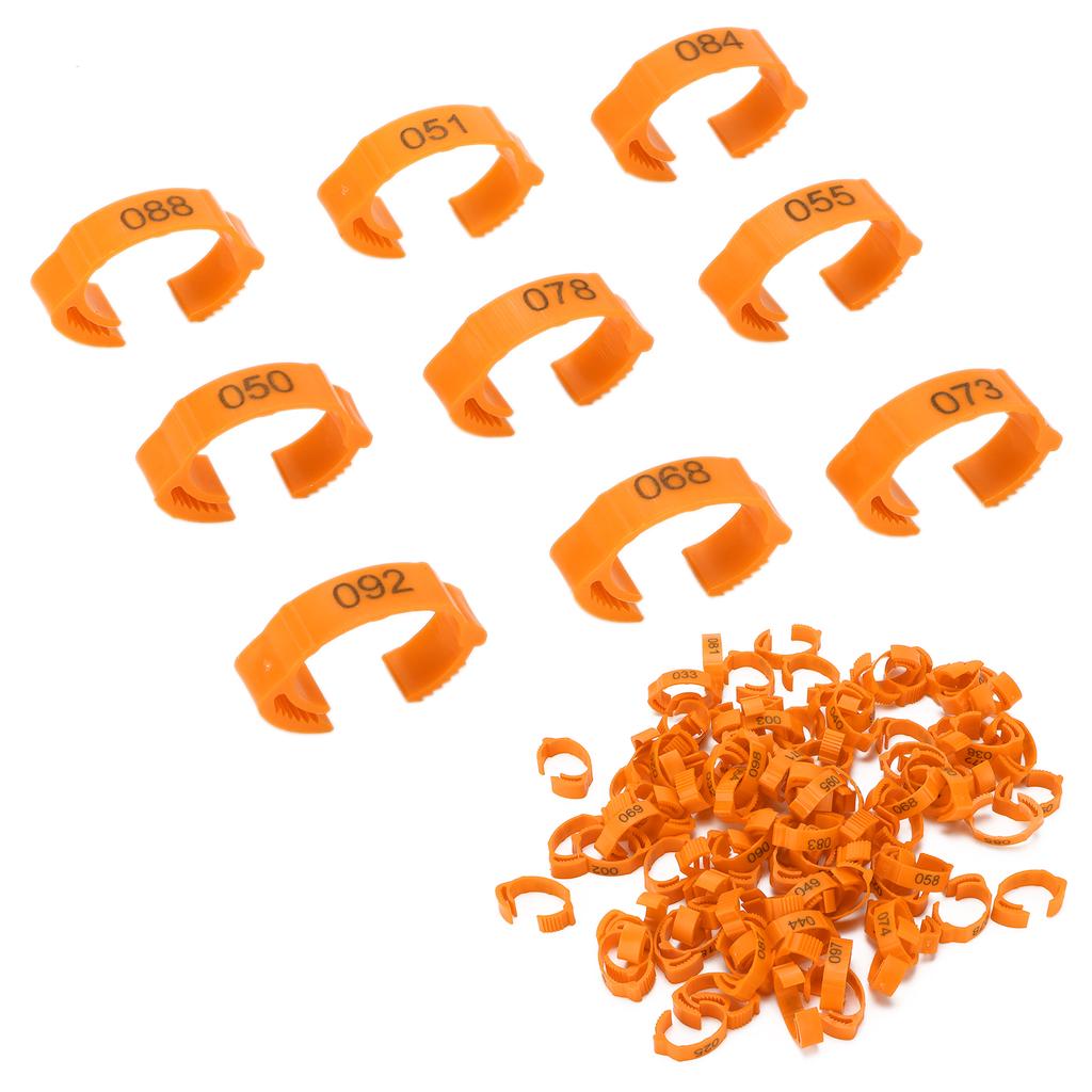 100Pcs Poultry Foot Rings Identification Leg Buckle with Numbers for Chicken Duck Bird