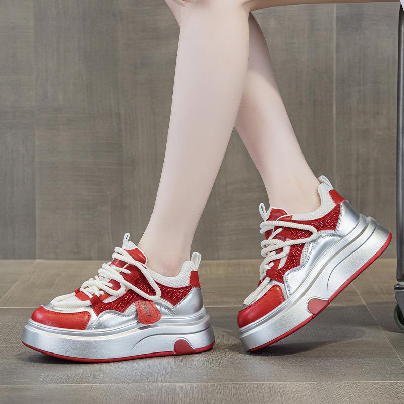 9981 кожаные высокие кроссовки детские новые универсальные весенне-осенние на платформе спортивные и повседневные туфли