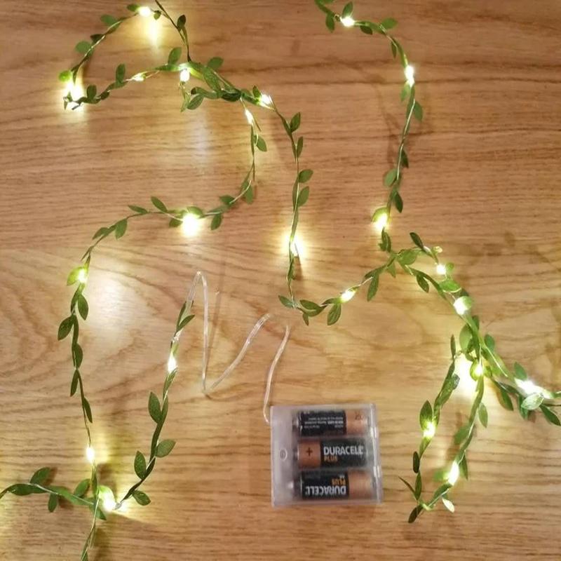 Гирлянды с зелеными листьями - Рождественские украшения - Рождественская гирлянда - Декор спальни - Украшения для свадебного стола - Гирлянды для домашнего декора