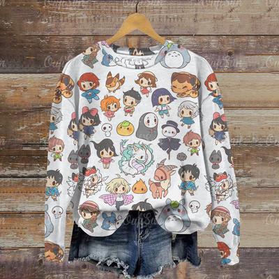 Японский аниме графический принт женская толстовка с капюшоном O-образным вырезом мультяшные модные толстовки женские Harajuku свободная уличная осенняя толстовка