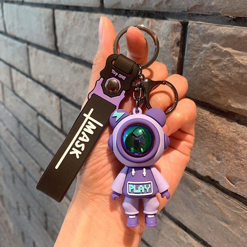 Cartoon Lightning Keychain Cute Astronaut Doll Pendant Couple Car Keyring Bag Keyholder Creative Bag Charm Accessories
