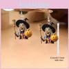 Halloween Theme Witch Broom And Pumpkin Pattern Women Earrings For Women Party Wear