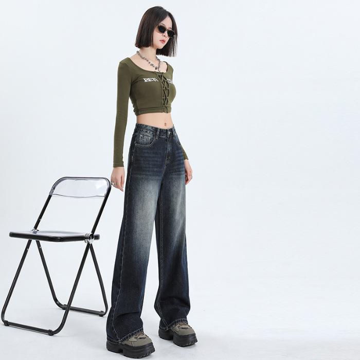 Широкие брюки в стиле ретро, свободные брюки средней длины с высокой талией, свободные и облегающие классические джинсы на все времена года