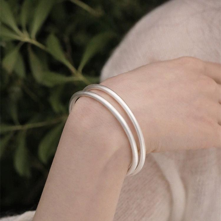 National Style Retro Niche Design Sense 999 Foot Silver Ancient Method Inheritance Frosted Bracelet, Women's Plain Ring Bracelet, Bracelet
