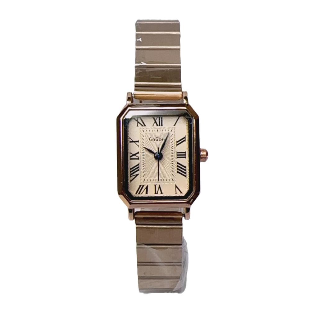 Korean Women's Rectangular Steel Band Watch - Small Dial Quartz Design