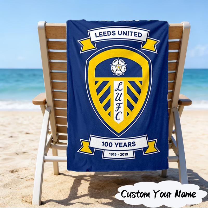 1PC Custom Name Beach Towel Leeds Crest Beach Towel, Suitable for Camping, Travel, Beach Accessories, Super Absorbent, Family Gift