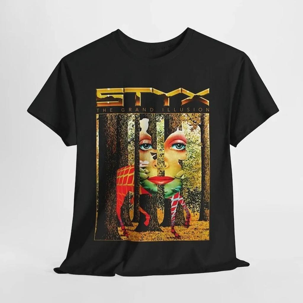 Футболка Styx винтажная графическая музыка ретро винтажная стирка мужская слегка дышащая стильная уличная одежда эластичная