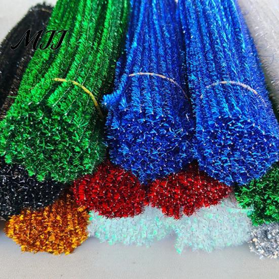 Блестящие синельные палочки для DIY 100 шт. Синельная проволока для поделок, Гибкие разноцветные блестящие плюшевые полоски, Рождественские украшения, Цветочные композиции И