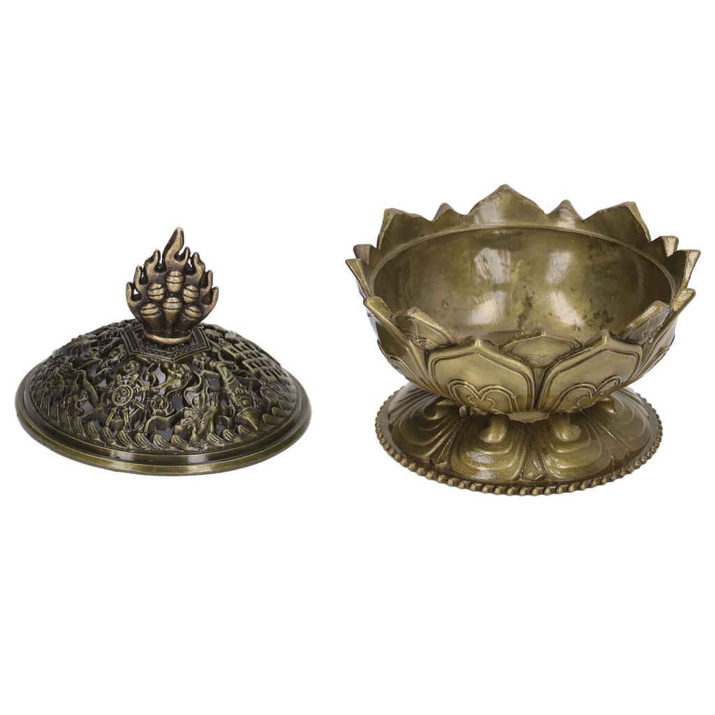 Lotus Incense Burner Vintage Style Flower Shaped Alloy Incense Holder for Home Decoration Antique
