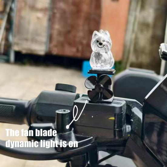 Декорация для мотоцикла Милая форма собаки Светодиодные огни на ветряной энергии Самозаряжающиеся ornaments на руль Аксессуар для велосипеда в форме собаки