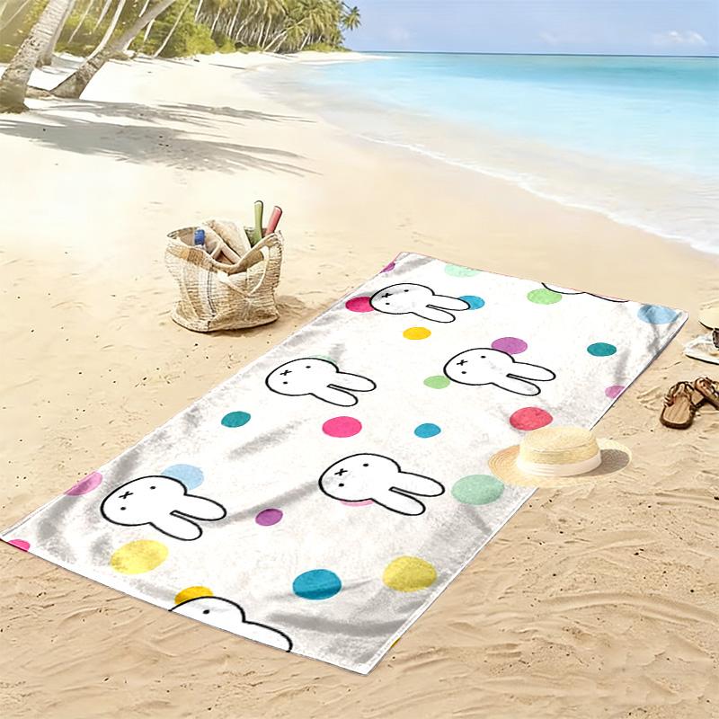 Miffy Print Beach Towel, Large Soft Quick Dry Towel for Beach Camping Swimming