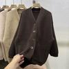 2025 Новый Осенний Женский Свитер Вязаный Базовый Модный Топ Футболка Кардиган Длинный Рукав Однотонная Рубашка Свободное Пальто