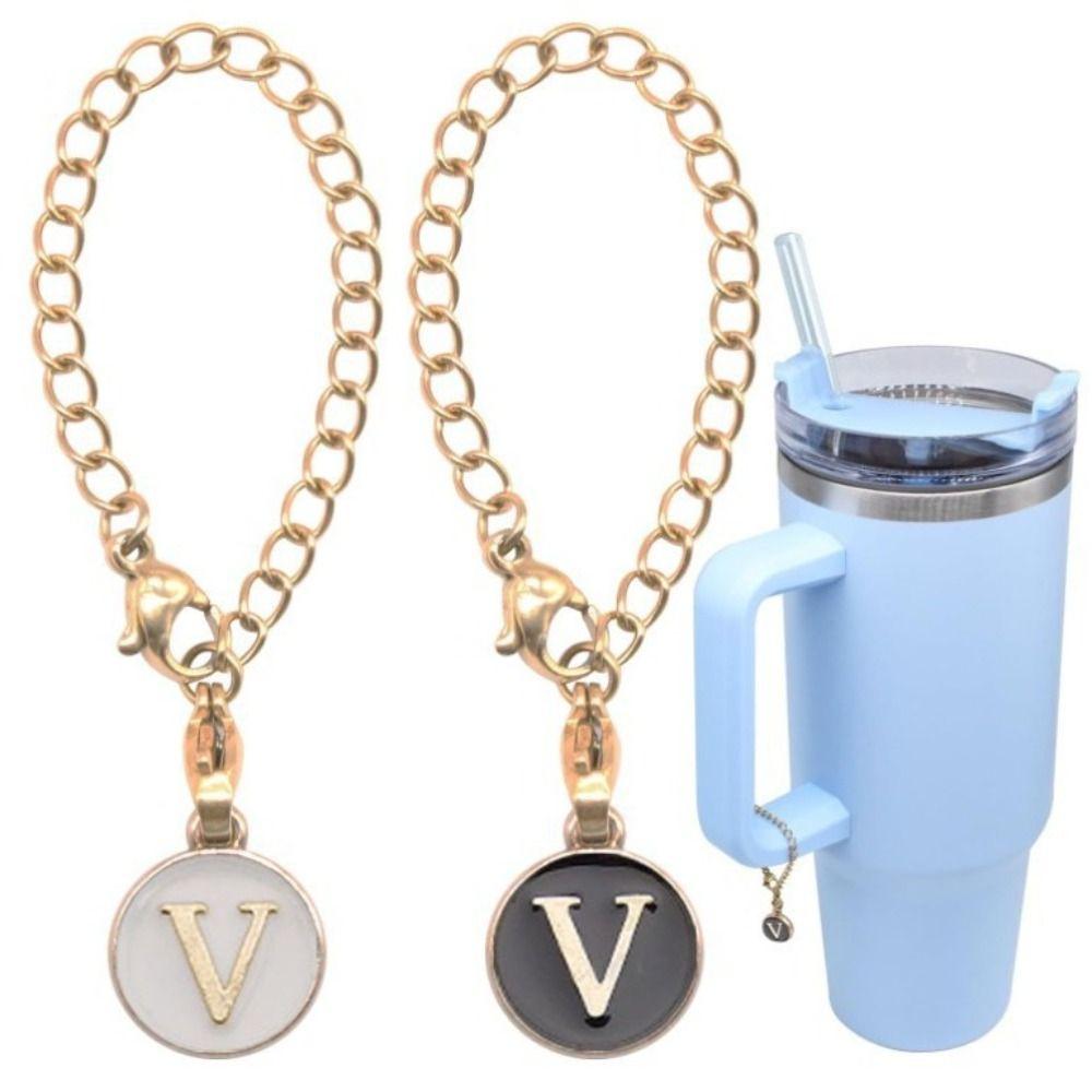 Personalized Water Cup Handle Chain Initial Name Identification Letter Charm Handle Charm Keychain