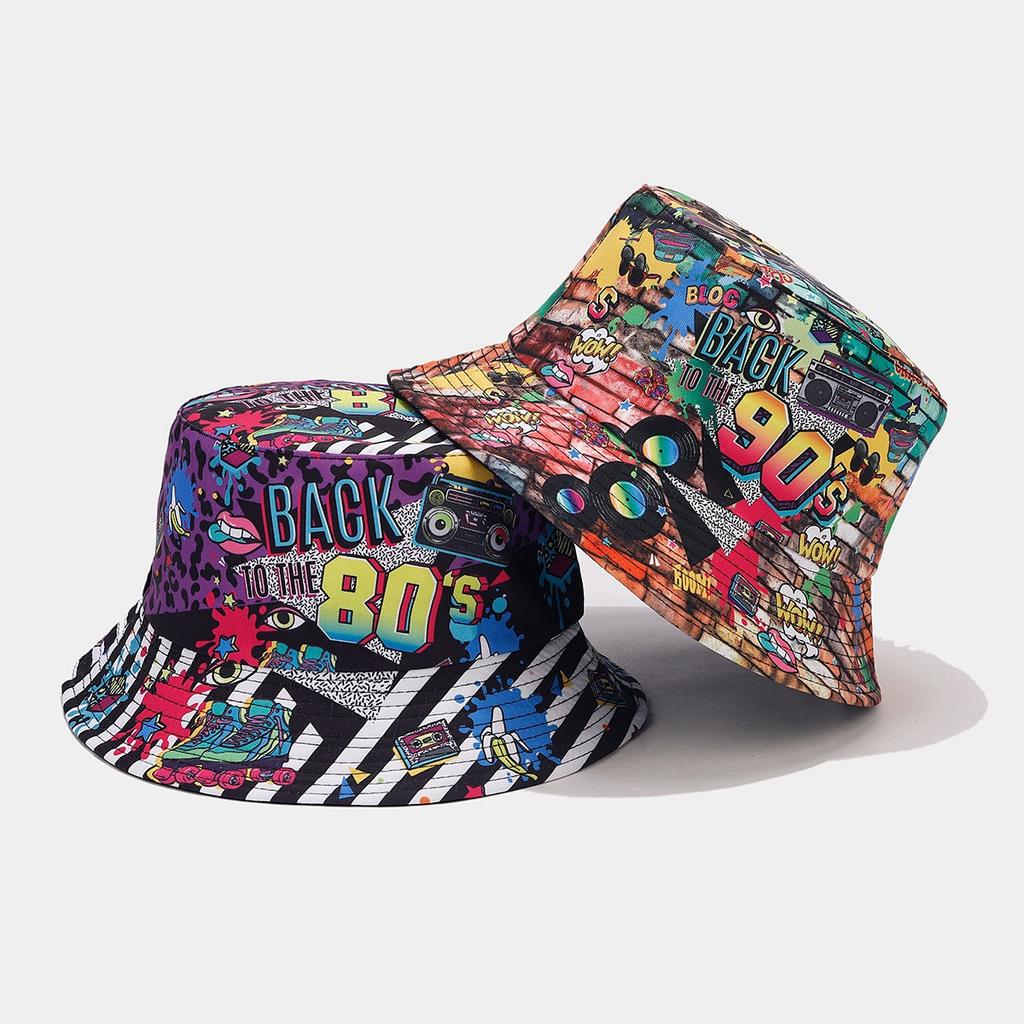 2027 NEW KJ Custom Printing Reversible Wide Brim Bucket Hat Unisex All Over Print Polyester Bucket Hat With Private Brand Label