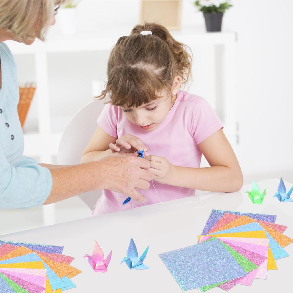 Koundeneko Sparkly Origami Approximately 10 Set of 200 Stylish Pearl Origami Colorful for Paper Thousand DIY Party Handmade Craft Paper, Colors,