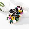 Zebra Head Enamel Brooch Rhinestone Zebra Lapel Pin with Flowers Colorful Horse Animal Brooch Pin Gift for Women Men