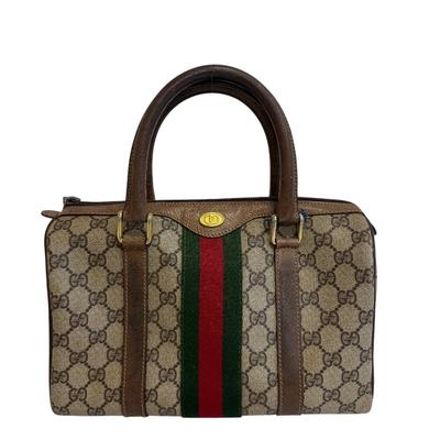 3841 Старая линия Gucci Shelly ГГ-узор ПВХ-покрытие холст Сумка Boston Коричневый ПВХ-покрытие холст Женская Б/у