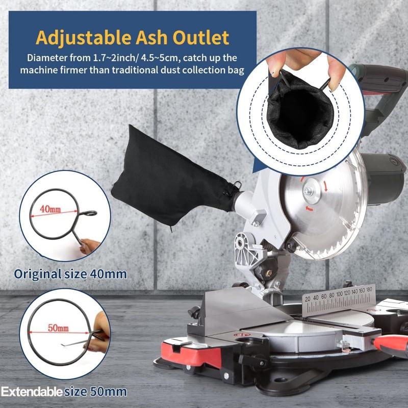 1 Set Dust Collection Bag with Zipper & Wired Adjustable Stand for Model 111 Miter Saw,Tank Belt Sander,Edge Planer,Diagonal Saw