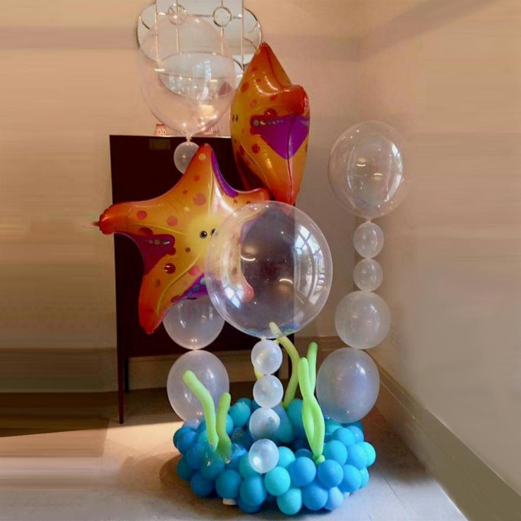Тема океана, украшение для детской ванны на день рождения, для девочек и мальчиков, морские животные, морские звезды, морские водоросли, пляжный синий воздушный шар, Декор для вечеринки в честь Дня Рождения