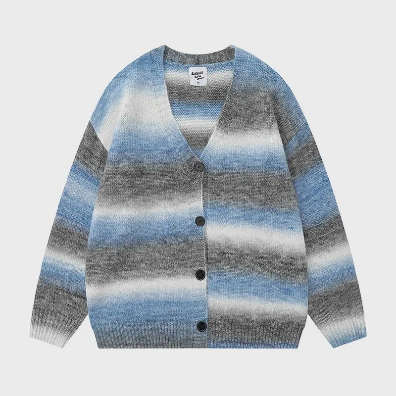 Унисекс-свитер с V-образным вырезом в полоску в студенческом стиле для повседневной носки на осень