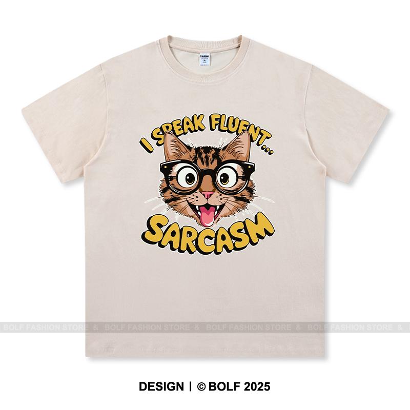 Women's I Speak Fluent Sarcasm Printed T-Shirt 100% Cotton Oversized Savage Graphic Tees for Men Summer Tops Snarky Streetwear