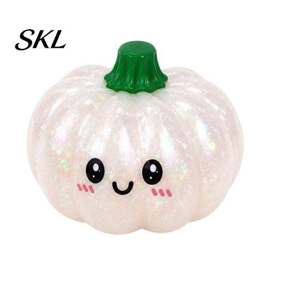 Stress Relief Toy Halloween Pumpkin Squeeze Ball, Soft TPR Golden Glitter Fidget Material for Kids Adults, Slow Rising Decompression Toy, Party