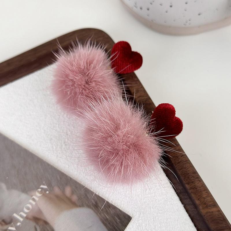 Рождественский Новый год Зимние винно-красные бархатные плюшевые серьги с шариками «Любовь» Премиум-гвоздики для девочек