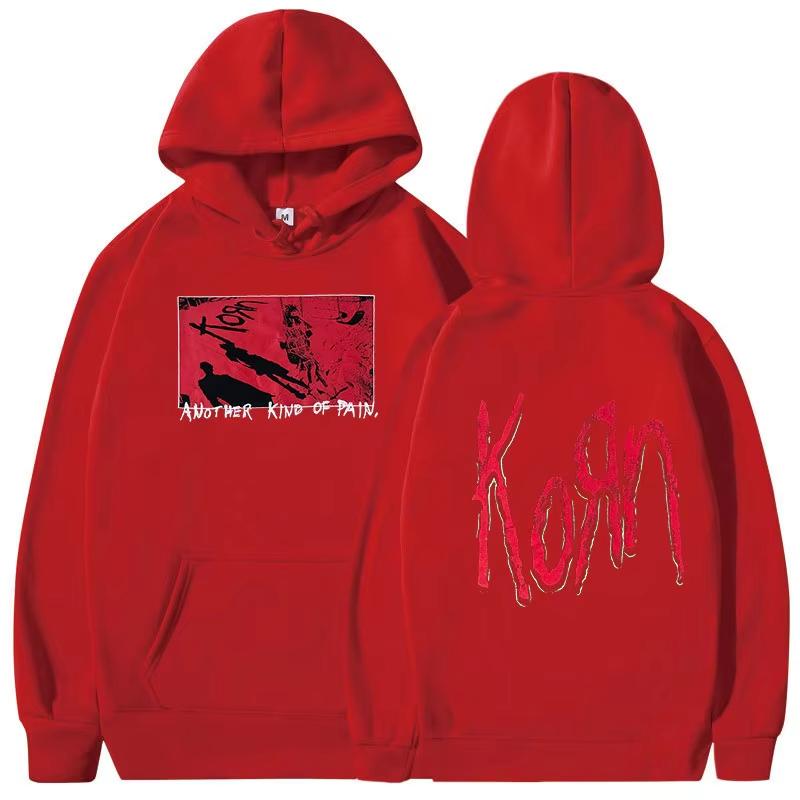 Korn Gothic Rock Graphic Hoodie Men Women Fleece Casual Oversized Streetwear Pullover Sweatshirt Tops Soft Warm Aesthetic Outfit Long Sleeve
