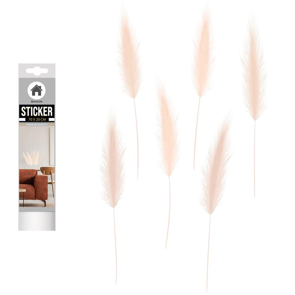 Les Trésors De Lily [R3398] - Sheet of Stickers 'Pampa Flowers' Beige - 20x70 Cm