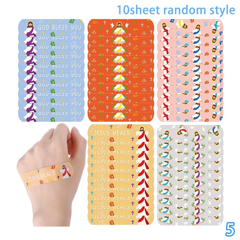 10 Мультяшные Иисус Пластыри Водонепроницаемые Дышащие Гемостатические Адгезивные Повязки Первая Помощь Порезы Царапины Пластыри Для Детей