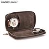 CONTACT'S FAMILY двойной чехол для часов, держатель для сумки, винтажная натуральная кожа на молнии, дорожные часы, дисплей, коробка для хранения, чехол-органайзер
