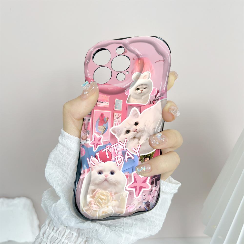 Для Honor 90 Lite P30 Pro Infinix Hot 30 40 40i 40 Pro Smart 8 Pro Vivo V29e V30e милый чехол для защиты линз с изображением собаки и кошки, кремовая текстура, мягкий силиконовый чехол