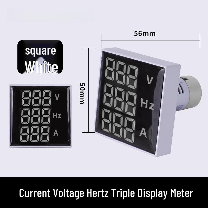 22mm Dual Display LED Voltage Current Frequency Meter - Round/Square