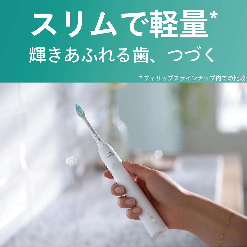 Philips Electric Toothbrush Sonicare 3100 Series White (Lightweight) HX3673/33 [2024 Model]