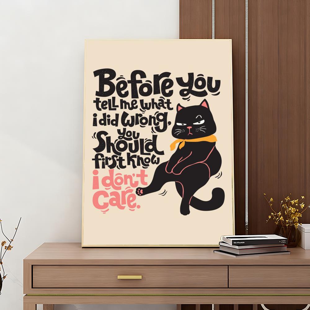 1PC Black Funny Cats Rule The World Print Poster Paper Waterproof HD Sticker Bedroom Entrance Home Living Room Bar Wall Decor