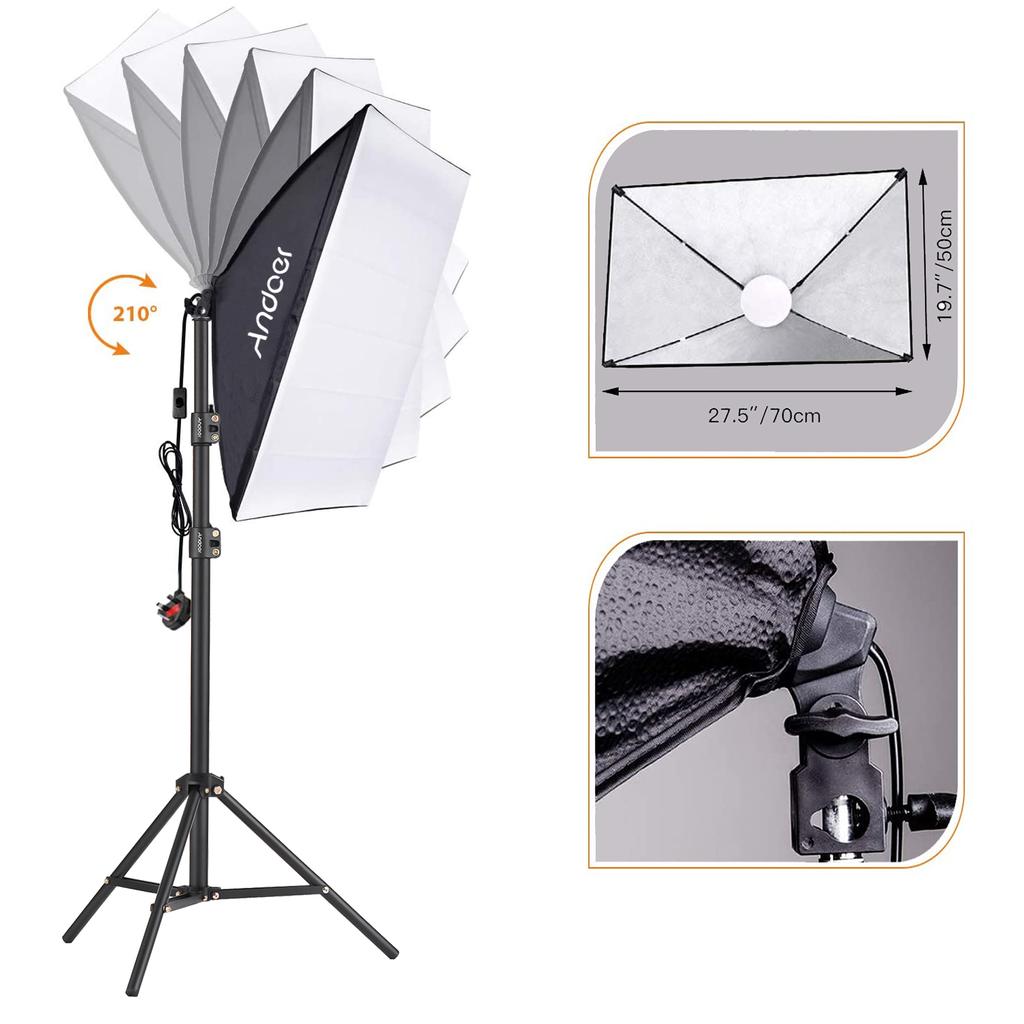 Andoer Studio Photography Light Kit Softbox Lighting Set with 85W 2800K-5700K Bi-color Temperature