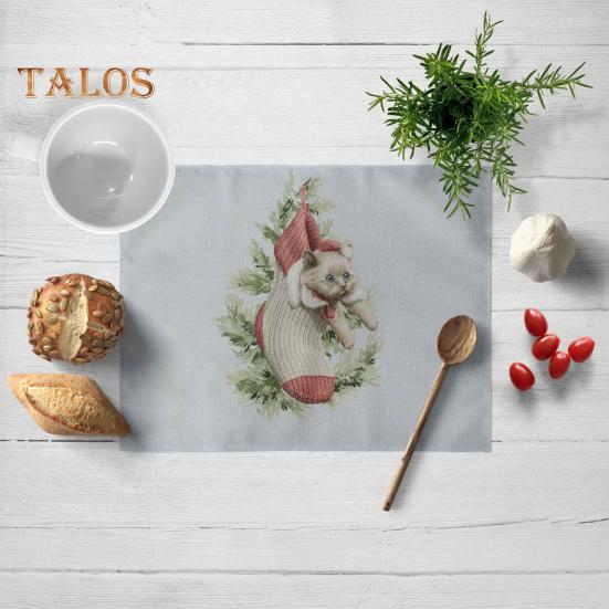 Christmas Placemat Convenient Durable Stylish Clear Printing Linen Table Mat for Festive Home Decoration